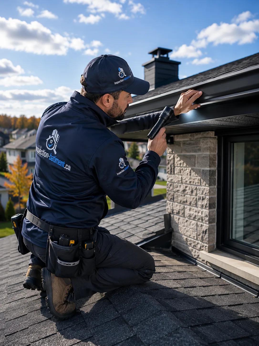 Inspecteur examinant une toiture